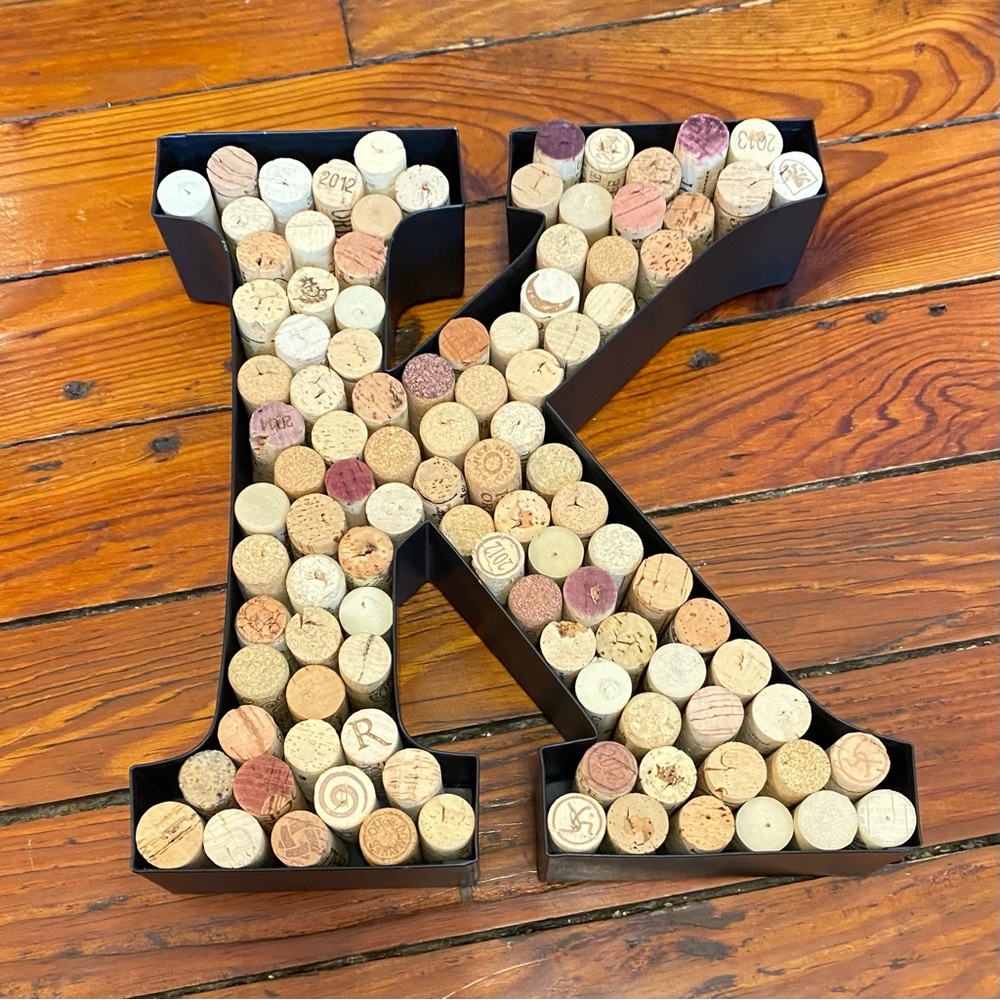 Wine Cork Holder Metal Monogrammed Letter K NWT